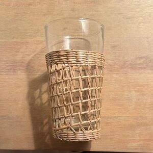 Jenni Kayne Glass Tumbler with Tan Rattan Sleeve